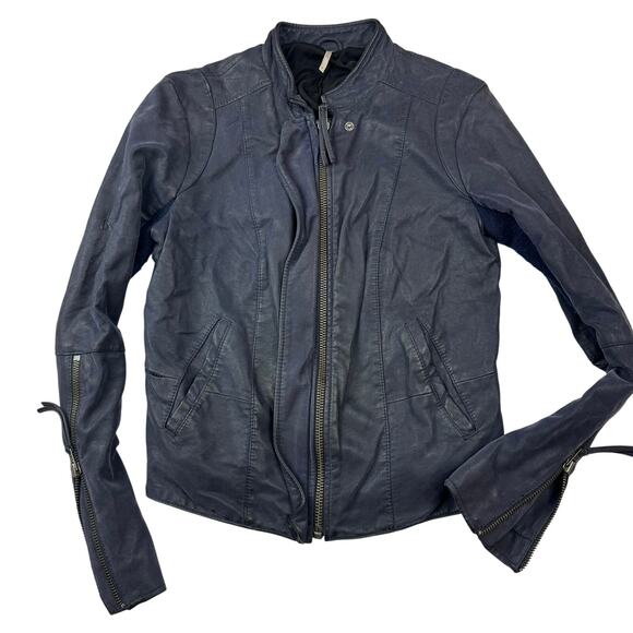 Free People Moto Bomber Jacket - Size 8 - Picture 1 of 7